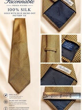 Faconnable Gold Micro-Dot Silk Tie - Men's Tie